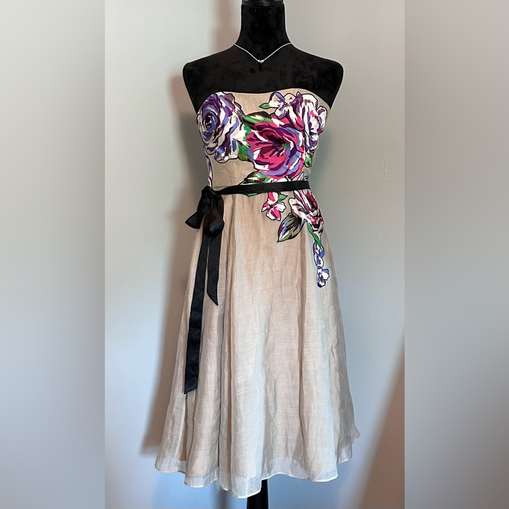 Coast - Midi Floral Strapless Dress - Sz 6